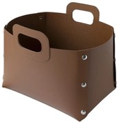 Úložný kôš Kätkö , koža / hnedý