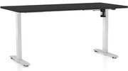 Výškovo nastaviteľný stôl OfficeTech A, 160 x 80 cm, biela podnož, čierna