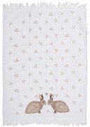 Biely froté kuchynský uterák s králikmi a srdiečkami Bunnies in Love - 40*66 cm