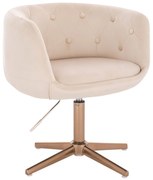 LuxuryForm DESIGN Kreslo MONTANA VELUR na zlatom kríži - krémové