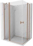 Mexen, Mexen Mist Duo sklápací sprchový kút 75 x 70 cm, transparentný, brúsená meď - 8A4-075-070-65-00