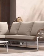 Záhradná zostava Malta: rohová pohovka a 2 stolíky (pre 5 osôb)