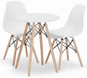 Jedálenská zostava TODI 60cm okrúhly stolový set biely + 2 stoličky OSAKA biele