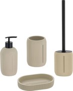 Sada kúpeľňových doplnkov Elya, béžová/s čiernymi prvkami