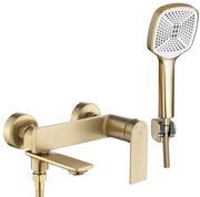 Rea Storm, vaňová batéria s ručnou bodovou sprchovou sadou, zlatá matná, REA-B7963