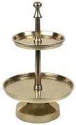 Zlatý antik kovový okrúhly etažér Fanio - Ø21*36cm