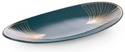DEKORAČNÝ KERAMICKÝ TANIER LIMITED COLLECTION LOTOS 33X16 CM TYRKYSOVÁ/ZLATÁ