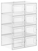 Box na topánky, sada 8ks, priehľadný, biela farba, 18,5x25x35 cm