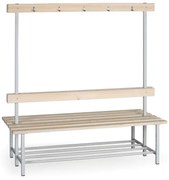 Šatníková lavica s vešiakmi, dĺžka 1500 mm - obojstranná