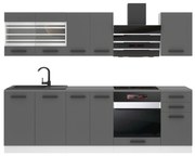 Kuchynská linka Belini Premium Full Version 240 cm šedý mat  s pracovnou doskou  MARGARET