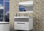 Kúpeľňový nábytok Belini  biely lesk / šedý mat + umývadlo + zrkadlo  ROD PM 1/0/W/WSR/0/ZW