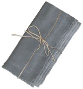 Set 4ks šedý ľanový obrúsok s rozstrapkanými okrajmi - 40*40cm
