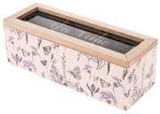 Drevený box na čajové vrecká Pinkie ružová, 23 x 8 x 8 cm