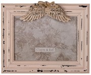 Ružový drevený fotorámček s krídlami - 24*3*19 cm / 13*18 cm