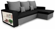 Rohová sedacia súprava s funkciou spania SAMI Čierna/svetlo šedá