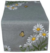Sivý moderný obrus Margarétka 40x85 cm