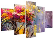 Obraz - Bicykel s kvetmi (150x105 cm)