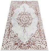 Koberec ALLURE 1961 ornament / rám, štruktúrovaný / štýlový / glamour, biely / ružový