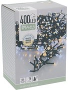 Vonkajšia svetelná reťaz Microcluster, 8 m, 400 LED, teplá biela + biela, časovač, IP44, 8 m