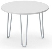 Okrúhly konferenčný stôl SPIDER, priemer 60 cm, sivo-strieborná podnož, biela
