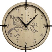 Detské hodiny Sova z javoru – tiché nástenné hodiny pre deti | SENTOP HDF0573-MAPLE