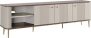 TV stolík Vespera 3D 187 cm - kašmírová / orech / zlaté nožičky