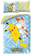 Posteľné obliečky z mikrovlákna Pokémoni Pikachu, Scorbunny, Grookey a Sobble - 140 x 90 cm + 70 x 90 cm