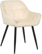 Jedálenská stolička Emia - zamat, kovové nohy čierne - Krémová
