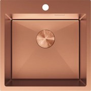 Mexen Solix, 1-komorový nerezový drez 500 x 500 mm, brúsená meď, 6407501000-65