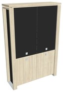 Vysoká skriňa Verno+ S 140 x 46 x 210 cm, kombinované dvere, agát / čierna