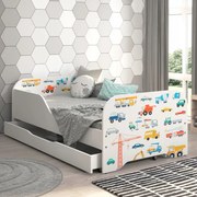 Detská posteľ  140 x 70 cm s motívom nákladných áut
