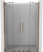 Mexen Velar Duo, posuvné dvere do otvoru 140x200 cm, 8mm číre sklo, ružové zlato, 871-140-000-02-60