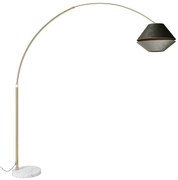 Mosadzná oblúková lampa s bielym a dvojitým zamatovým tienidlom zelená - XXL