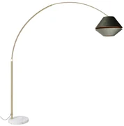 Mosadzná oblúková lampa s bielym a dvojitým zamatovým tienidlom zelená - XXL
