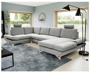 Rozkladacia rohová čalúnená sedacia súprava s úložným priestorom v tvare U AVESTA sivá
