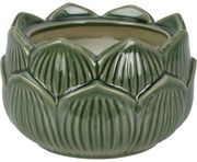 Sviečka v porcelánovom kvetinovom kalíšku 12 x 7,8 cm, zelená