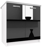 Kuchynská skrinka Belini spodná 80 cm čierny lesk s pracovnou doskou  INF SD80/0/WT/B/0/F