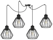 Závesné svietidlo Nuvola Spider 2, 4x čierne drôtené tienidlo