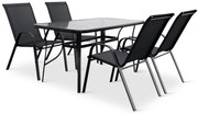 Noela Záhradný jedálenský set Porto 140 cm + 4x kovová stolička Ramada