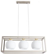 Závesné svietidlo Eliza Cage, 3x biele sklenené tienidlo v kovovom ráme