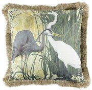 Zamatový vankúš Volavky so zlatými strapcami Frill - 45 * 45 * 10cm