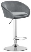 Barová stolička EAST zamatová, sivá (chrómová noha)