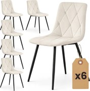 Sada šiestich jedálenských stoličiek MILO zamatové, béžové / čierne nohy (6 ks)
