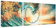 Obraz - Vlna (s hodinami) (90x30 cm)