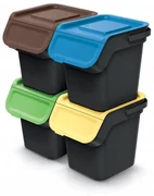 Odpadkový kôš KADDI Q SET recyklovane čierny s filtrom, objem 4 x 25l