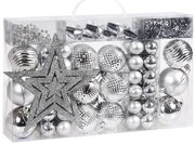 Sada vianočných závesných dekorácií ESTRELLA strieborná (66 ks)