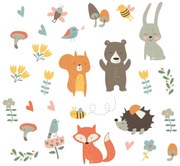 Súprava nástenných detských samolepiek Ambiance Funny Scandinavian Animals