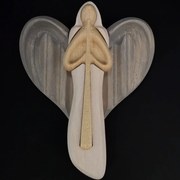 AMADEA Drevený anjel s flautou, farebný, masívne drevo, 22x15x2 cm