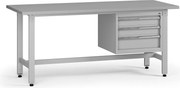 Výškovo nastaviteľný dielenský stôl G5, 1800 x 750 x 800-1000 mm, 1x kontajner, 3 zásuvky, sivá