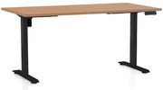 Výškovo nastaviteľný stôl OfficeTech B, 160 x 80 cm, čierna podnož, buk